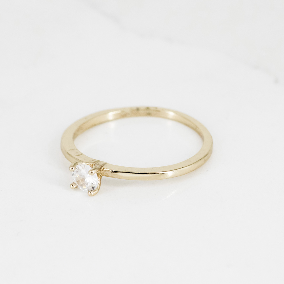 ANILLO SOLITARIO CIRCON 4MM 4 PUNTOS